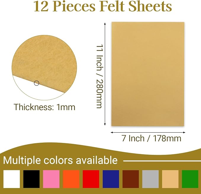 12 Pcs Felt Sheets, 7x11 Inch Stiff Felt - Image 2