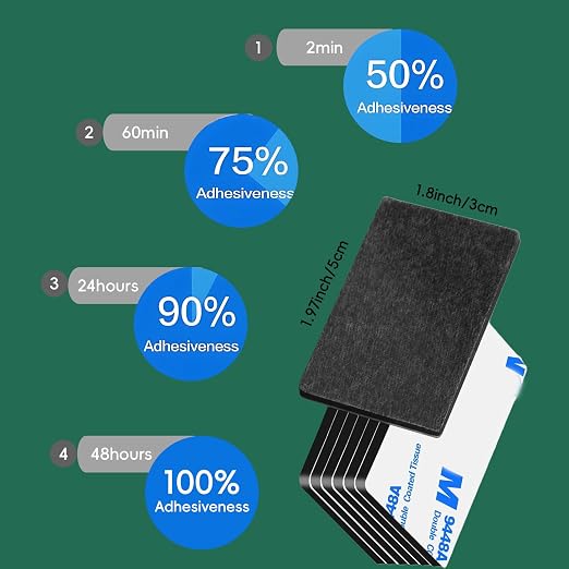 56Pcs Heavy Duty Double Sided Adhesive Pads, 3mm Thick Black Foam Mounting Tape - Image 2