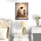 Jesus Praying with Girl Wall Art Canvas Print Jesus with Children Wall Decor - Image 5