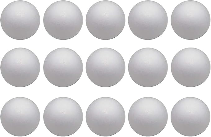 Crafjie Craft Foam Balls 3 Inches in Diameter 15-Pack, Smooth Polystyrenets by Crafjie