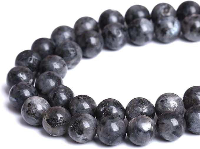 A Natural Black Labradorite Stone Beads Round Larvikite Beads - Image 5
