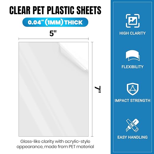 10 Pack of 5 x 7" PET Sheet/Plexiglass Panels 0.04" - Image 2