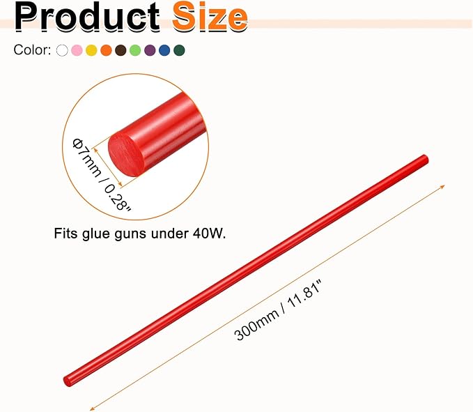HARFINGTON 10pcs Hot Glue Sticks 0.28" Dia x 11.81" Long EVA Mini Hot Melt - Image 2