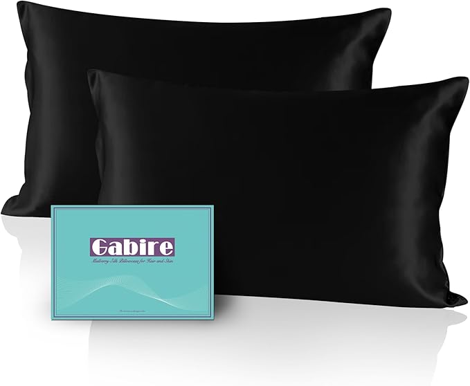 Gabire Mulberry Silk Pillow Cases Set of 2, Both Sides Real Silk Pillowcase by MulberrySilkPillowcases