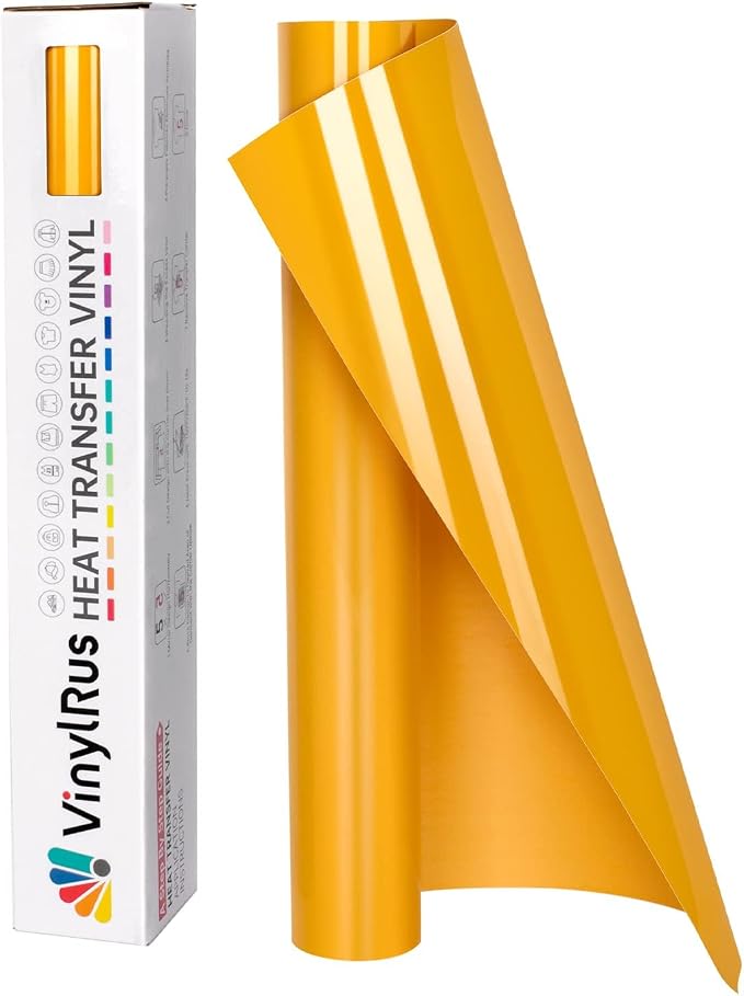 VinylRus Heat Transfer Vinyl-12” x 8ft Yellow Iron on Vinyl Roll by VinylRus