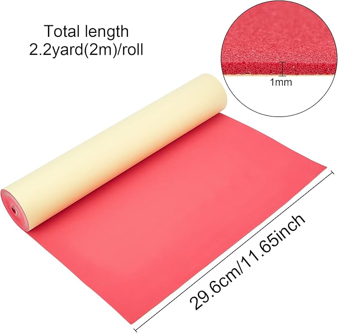 BENECREAT 1mm Thick Red Self-Adhesive EVA Foam Roll 78.7x11.8 Inch - Image 2