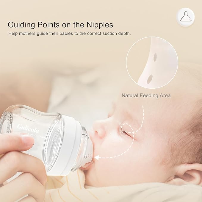 Gulicola Natural Flow Baby Bottle Silicone Nipple Level 3, Large Flow (L), 6+ Months, 3 Counts (Pack of 1)