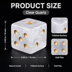 2PCS Crystal D6 Dice, 16mm Natural Gemstone Mahjong Dice Set Stone Dice - Image 3