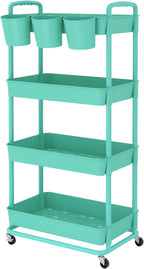 JIUYOTREE 4-Tier Plastic Rolling Storage Cart Utility Cart - Image 8