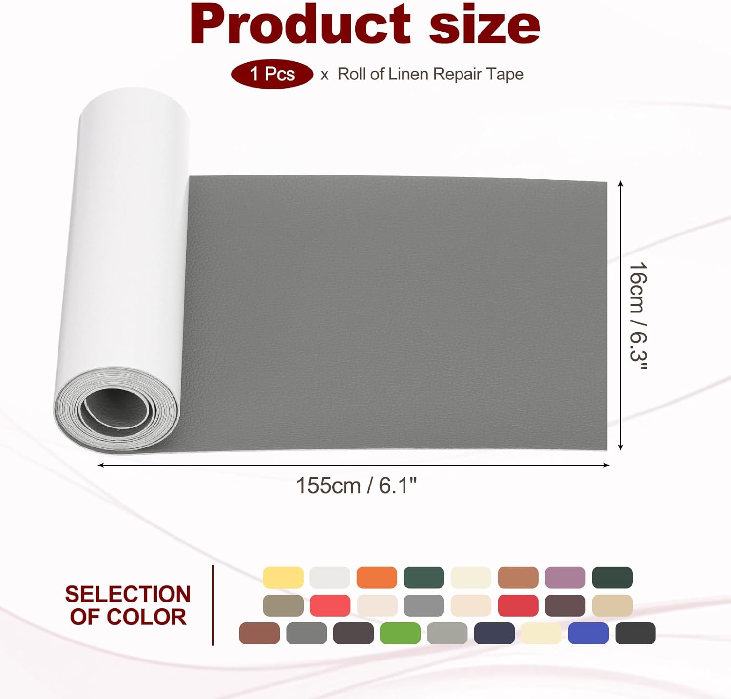 PATIKIL Leather Patches Tape for Furniture, 6.3 x 61 Inch Self Adhesive Vinyl Leather Repair Kit Cover Sheet for Couch, Sofa, Car Seats, Office Chair, Deep Gray