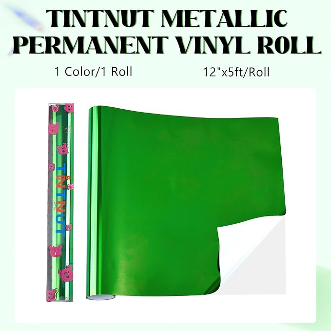 Tintnut Holographic Permanent Vinyl Roll 12in x 5ft Green Adhesive Vinyl | - Image 2