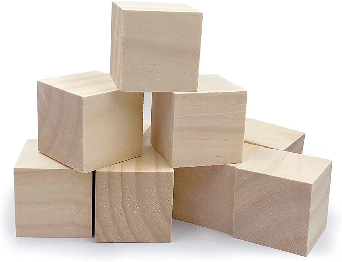 Wood Blocks for Crafts, Unfinished Wood Cubes, 2 Inch Natural Wooden Blocks - Image 4
