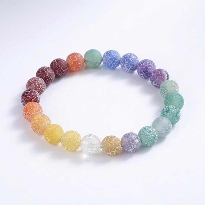 48pcs Natural Matte Rainbow Oxidized Gemstone Beads，8mm Frosted Round Loose - Image 4
