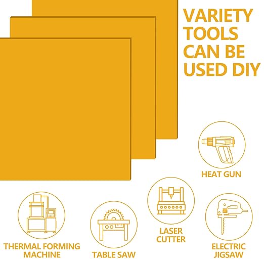 3 Pcs Deep Yellow 12 x 12 x 1/8 Inch Acrylic Sheets | Laser Cutting Plastic - Image 6