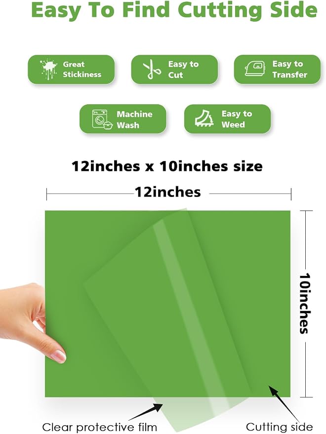 Apple Green Heat Transfer Vinyl Bundle : 16 Pack 12" x 10" Apple Green HTV Vinyl - Image 3