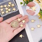 Beebeecraft 20Pcs Flat Star Charms 18K Gold Plated Brass Five-Pointed Star - Image 3