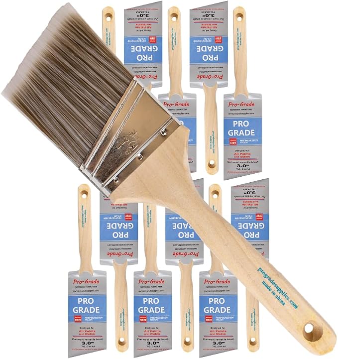 Pro Grade Paint Brushes, 3 Inch Angle Paint Brush, Walls & Trim, 12 Pack | Sash by ProGradeSupplies