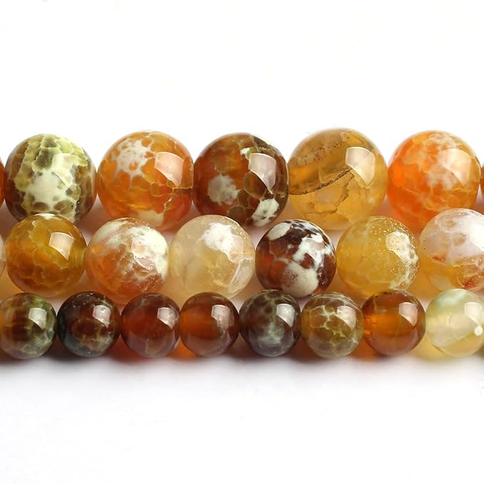 45pcs Round Loose Brown Fire Agate Beads - Image 8