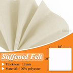 IONTACH 36" X 36" Ivory Stiff Felt Fabric 1.2mm Thick | Felt Sheet - Image 3