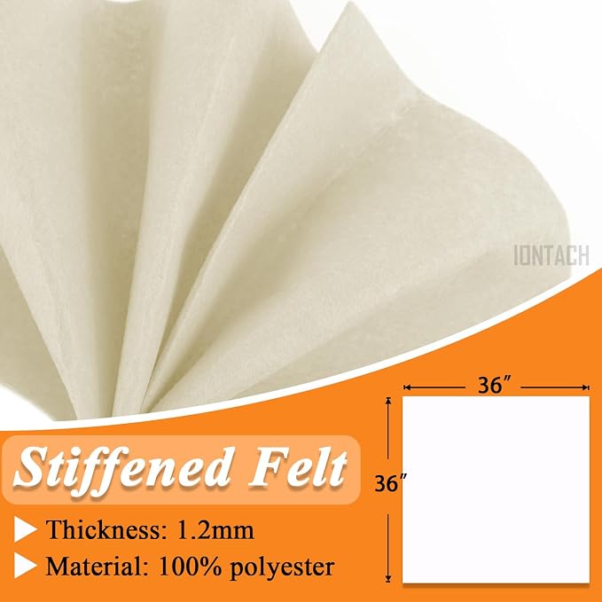 IONTACH 36" X 36" Ivory Stiff Felt Fabric 1.2mm Thick | Felt Sheet - Image 3
