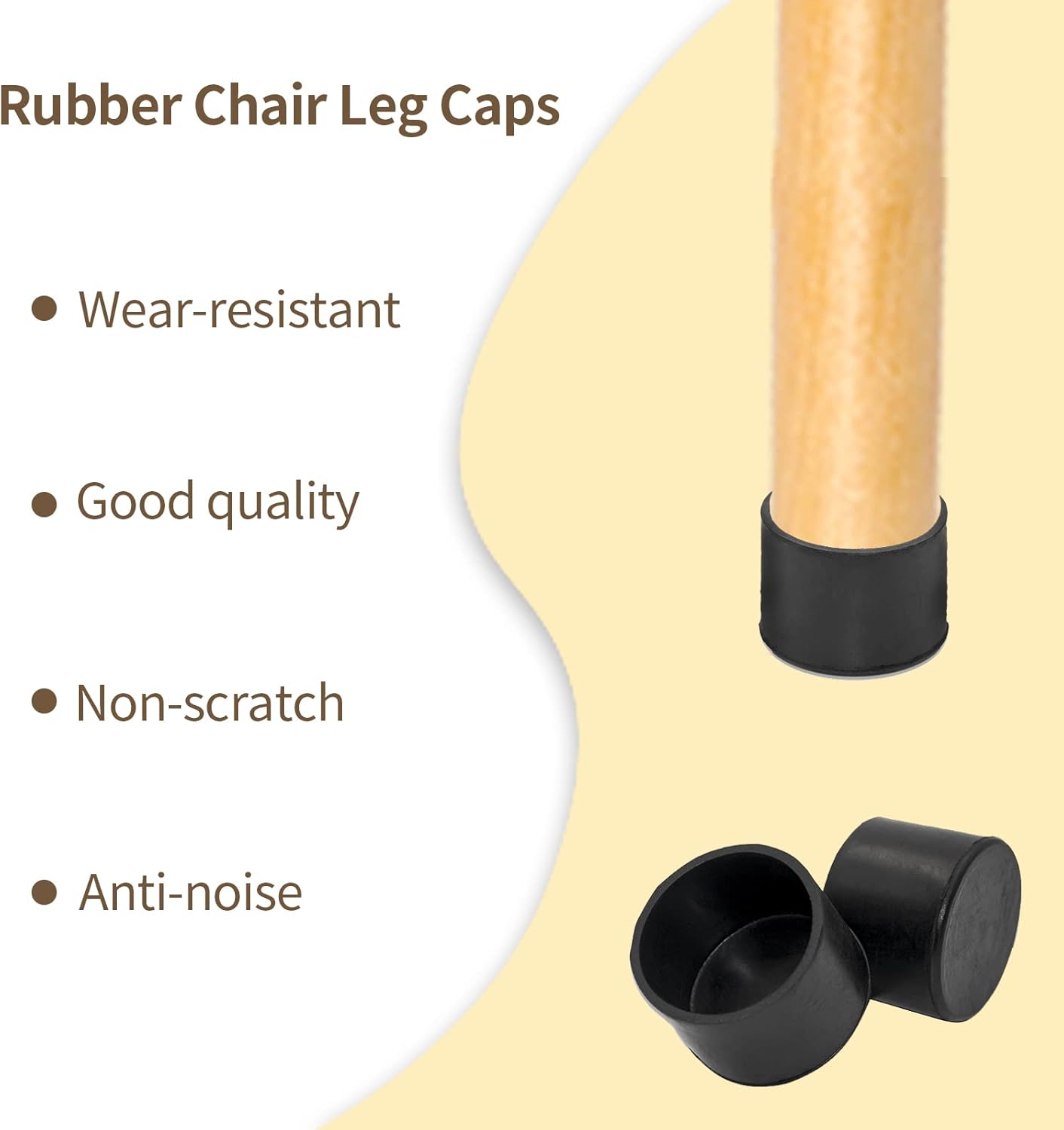 Flyshop 4 Pieces 45mm Rubber Chair Leg Caps Round, Protective Caps for Chair Legs, Floor Protectors, [Non-Slip & Noise Reduction], Durable Chair Socks, Black Furniture Feet Gliders