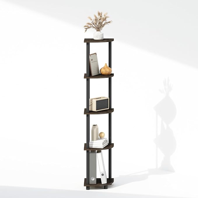 Furinno Turn-N-Tube Storage Shelves, 5-Tier Book Shelf, Corner Shelf, Toolless - Image 7