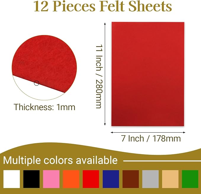 12 Pcs Felt Sheets, 7x11 Inch Stiff Felt - Image 2