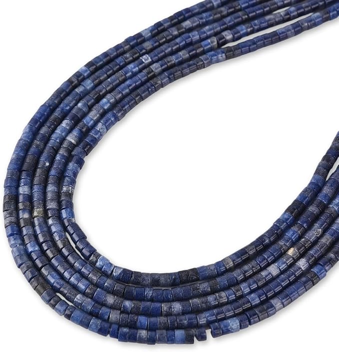 155pcs 3x2mm Natural Blue Sodalite Heishi Disc Rondelle Spacer Stone Semi - Image 4
