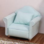 Dollhouse Couch with Pillow 1 12 Scale Miniature Sofa Arm Chair Living Room - Image 4