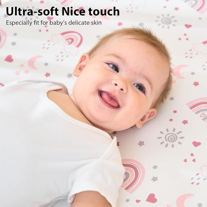 Baby Crib Sheets Girl, 3 Pack Toddler Bed Sheets Fitted - Image 2