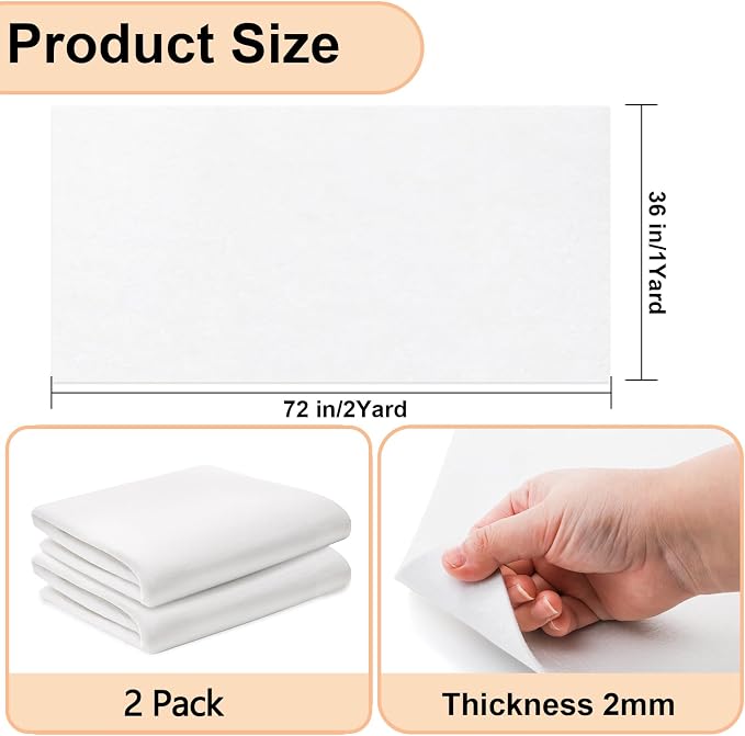 YOUEON 2 Pcs Large White Felt Fabric - Image 2
