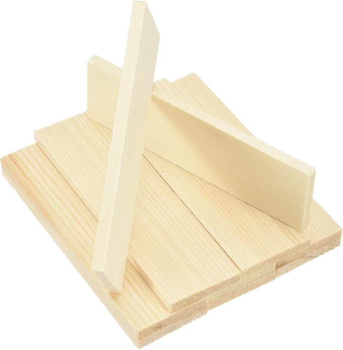 MECCANIXITY 10Pcs Wood Strips Slats, 5/32" x 1‑1/4" x 4" Thin Wood Sticks Flat by MECCANIXITY