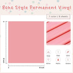 Tintnut Boho Permanent Vinyl 8 Sheets 12''x10'' Light Pink Adhesive Vinyl | - Image 2