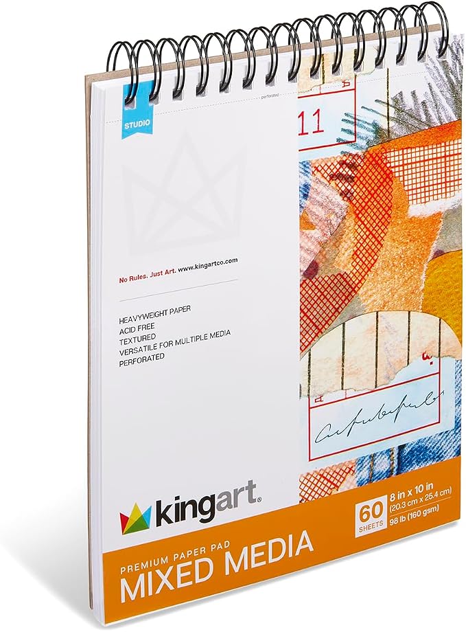 KINGART Mixed Media Sketchbook – 8x10 Inch, Heavyweight Acid-Free Paper – - Image 2