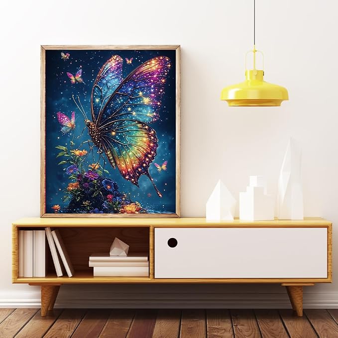 Mew Galaxy Butterfly with Flowers Diamond Painting Kits - Image 3