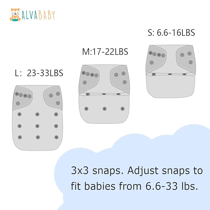 ALVABABY Baby Cloth Diaper 6 Pack with 12 Inserts One Size Cloth Diaper Covers Adjustable Washable Reusable for Baby Girls and Boys 6DM124