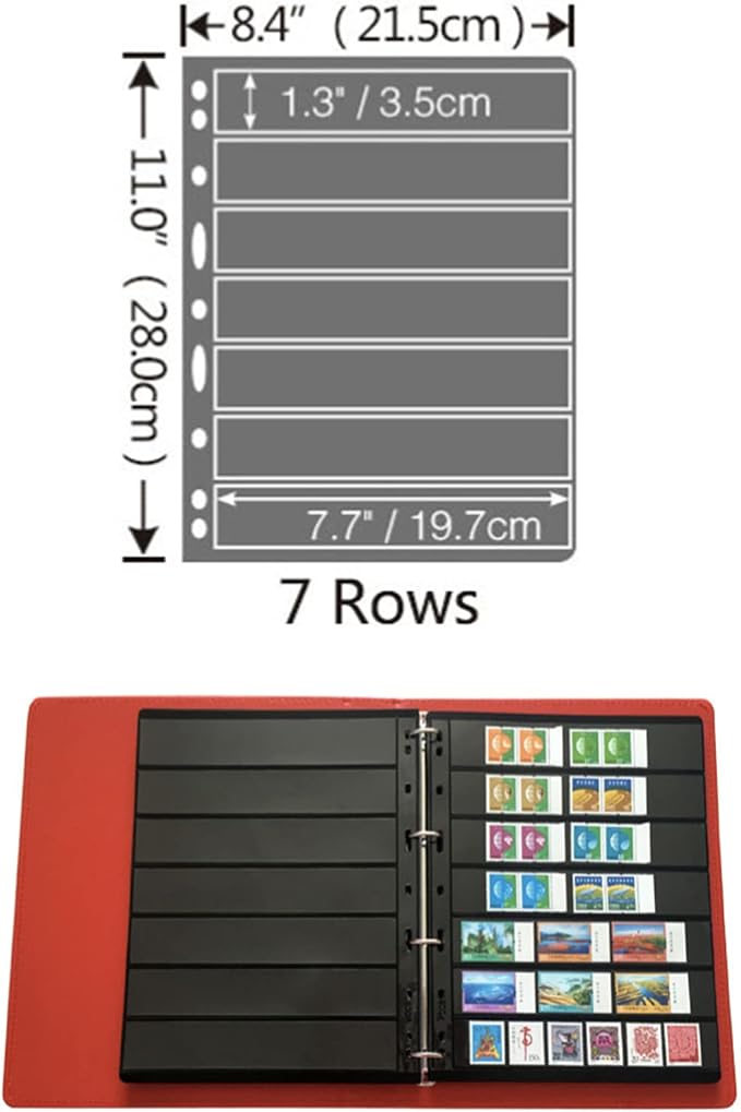 MUDOR 20 Sheets Stamp Pages for Collection Album Binder Book, 7 Pocket | 280 - Image 6