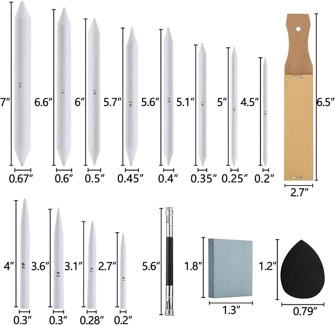 43 PCS Blending Stumps and Tortillions Paper Art Blenders Sketch Drawing | - Image 5