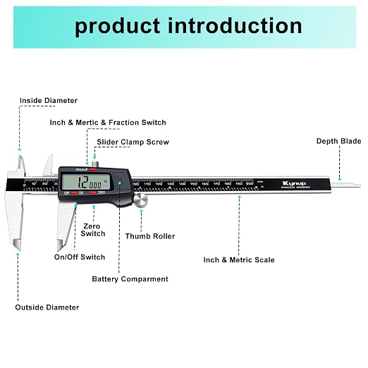 Kynup Digital Caliper, 8 Inch Micrometer Caliper Tool, Vernier Caliper Gages - Image 5