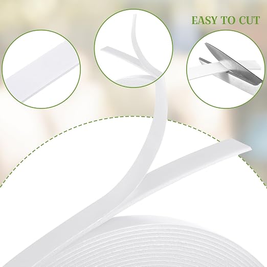 Tatuo 2 Rolls Double Sided Foam Tape 0.6 Inch by 50 Feet White PE Foam Tape - Image 4