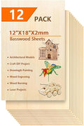 12 Pack Basswood Sheets for Crafts 12x18 Inch, 2mm Basswood for Laser Cutting & by twinsfox