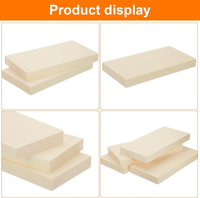 MECCANIXITY 4Pcs Basswood Carving Block, 0.8"x4"x8" Square Wooden Dowels Blocks - Image 4