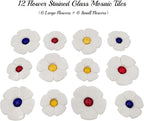 Esweny 12 Flower Stained Glass Mosaic Tiles - Image 4