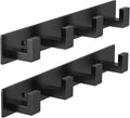 PMMASTO Coat Rack Wall Mount, Coat Hooks Wall Hooks for Hanging, Stainless Steel Coat Hanger Towel Hooks for Bathrooms, Coat Rack Hat Rack (Black 4 Hooks, 2 Pack)