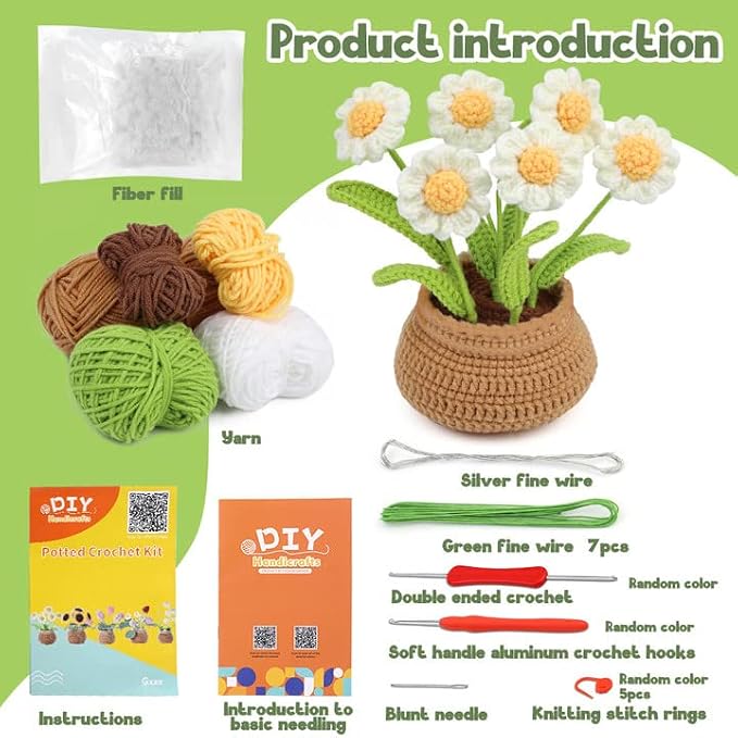 kgxulr Crochet Kit for Beginners, Little Daisy Crochet Kit Beginner Crochet - Image 2