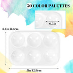 50 PCS White Plastic Watercolor Palette, 6 Well Rectangular Paint Palettes - Image 2
