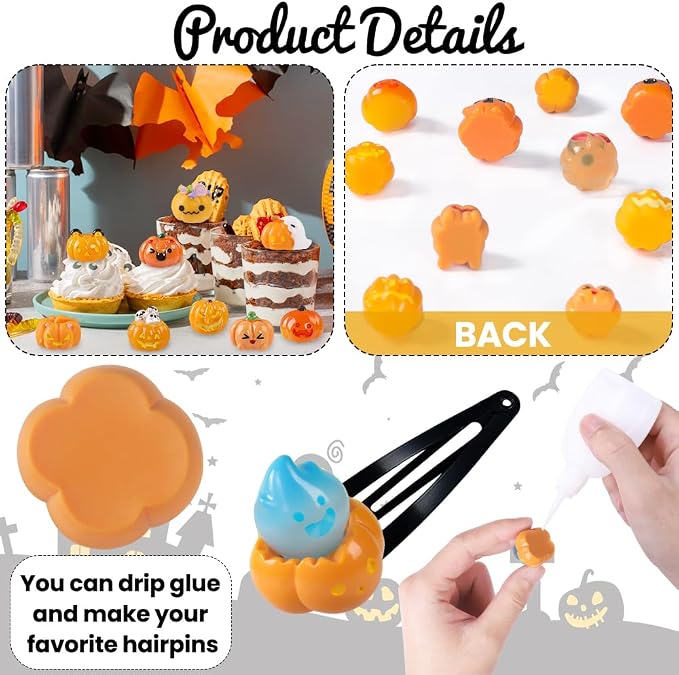 DIYDEC 24pcs Halloween Mini Resin Pumpkins, Tiny Figurines to Hide Toys - Image 4