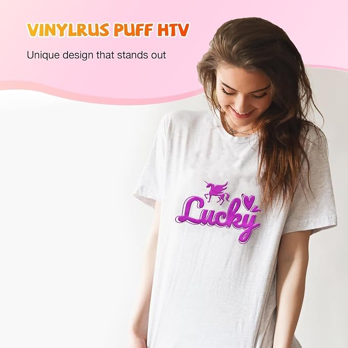 VinylRus Puff Vinyl Heat Transfer -12” x 6ft Purple Puffy 3D Iron on Vinyl - Image 8