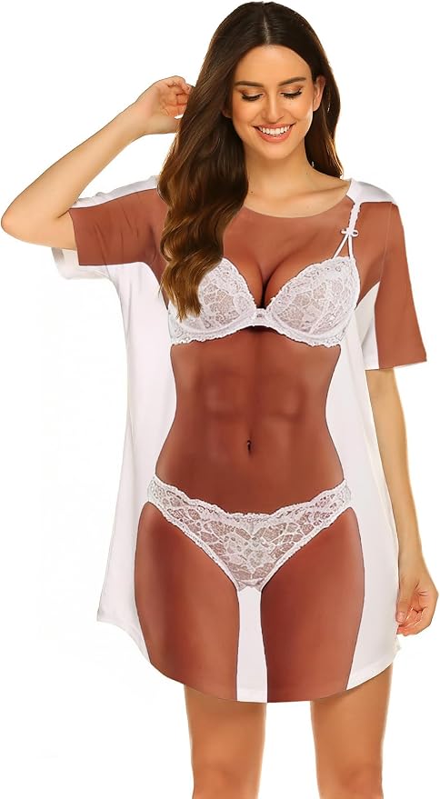 Ekouaer Women's Bikini Shirt Cover Up Short Sleeve Cute Bikini Print Cover-Up - Image 4