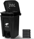 Dog Poop Trash Can Outside, 20L/5Gallon Pedal and Removable Inner Waste Bin, Outdoor Dog Poop Trash Can with 100 Bags, Pet Waste Container for Garden, Black